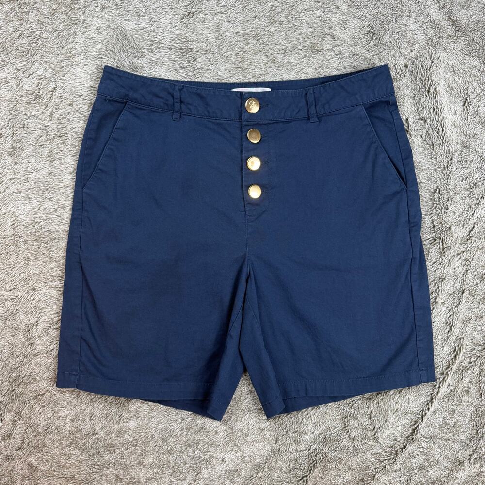 Stella Parker Front Button Shorts Women's 6 Blue